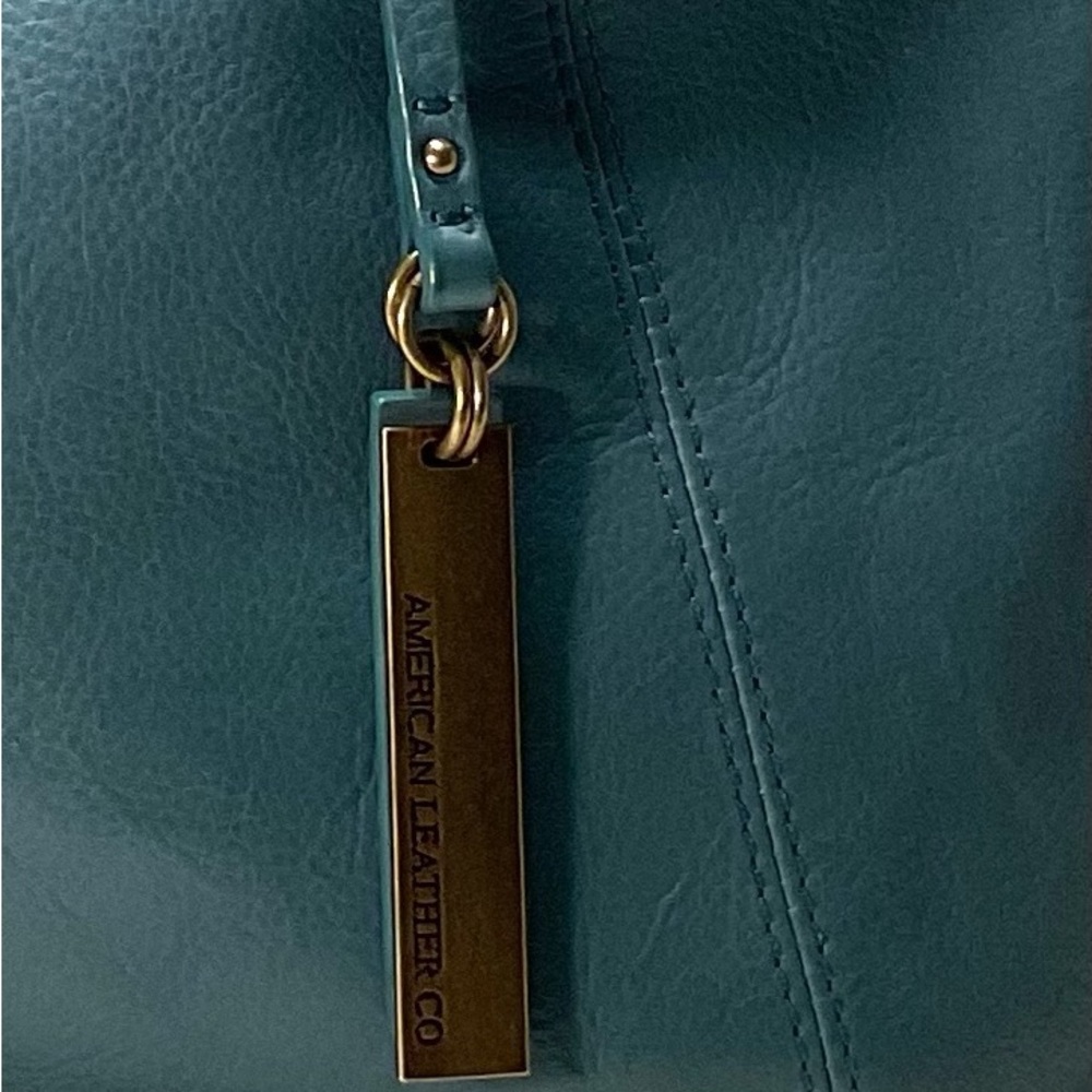 Teal Leather Shoulder Bag - Picture 3 of 13